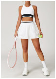 Women Summer Contrast Pleated Fitness Tennis Skirt