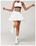 Women Summer Contrast Pleated Fitness Tennis Skirt
