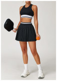 Women Summer Contrast Pleated Fitness Tennis Skirt