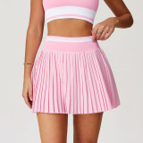 Women Summer Contrast Pleated Fitness Tennis Skirt