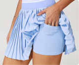 Women Summer Contrast Pleated Fitness Tennis Skirt