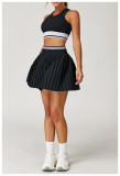 Women Summer Contrast Pleated Fitness Tennis Skirt