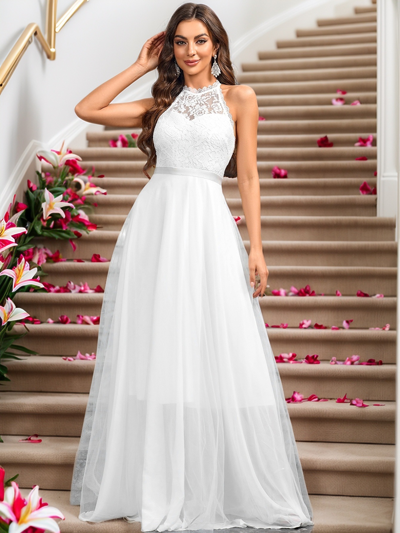 Halter Neck Formal Party Dress Evening/Wedding/Birthday Princess Gown