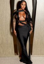 Women's Sexy Ring Hollow Irregular Lace-Up Sleeveless Long Dress Women's Sexy Ring Hollow Irregular Lace-Up Sleeveless Long Dress