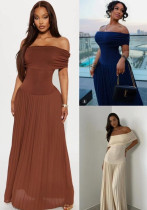 Off-Shoulder Elegant Sexy Slim Pleated Party Dress for Women Off-Shoulder Elegant Sexy Slim Pleated Party Dress for Women