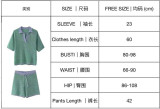 Summer Women's Loose Knit Turndown Collar Top & High-Waist Shorts