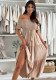 Women's Summer Solid Color Off-Shoulder Sexy Short Sleeve Slim Waist Belt Dress