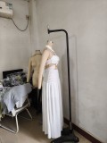 Fashion Women's Strap Halter Neck Padded Strapless Top Maxi Skirt Two-Piece Set