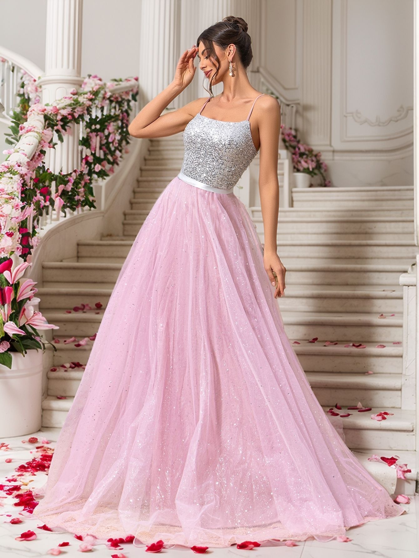 Pink Sequin Wedding & Evening Dress