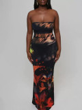Women's Fashion Sexy Strapless Slim Low-Back Bodycon Long Dress