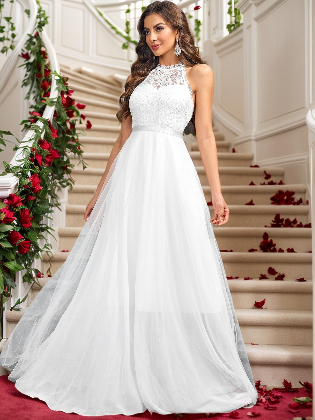 Halter Neck Formal Party Dress Evening/Wedding/Birthday Princess Gown