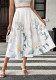 Button-Decorated Holiday Casual Floral Print A-Line Skirt