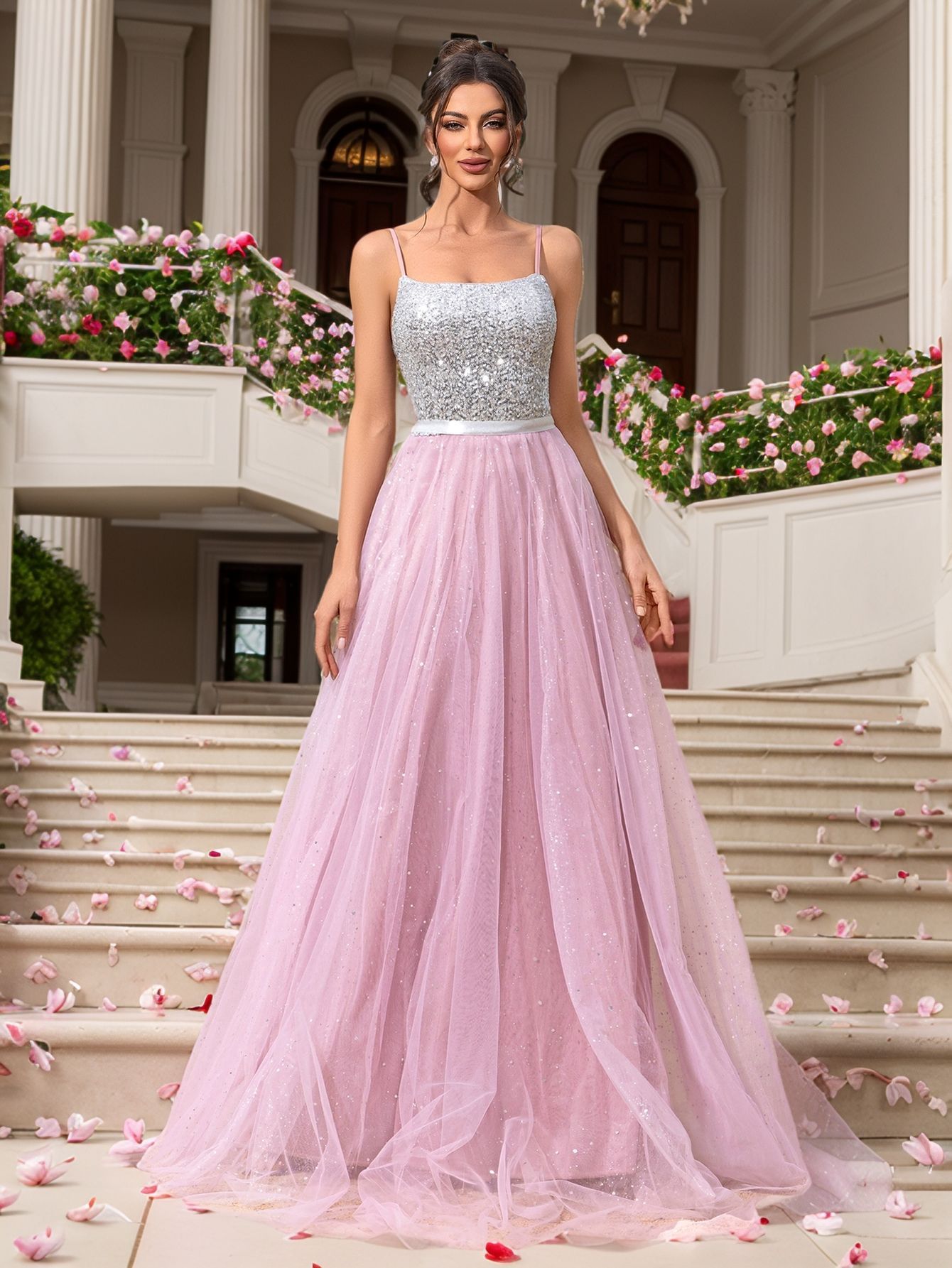 Pink Sequin Wedding & Evening Dress