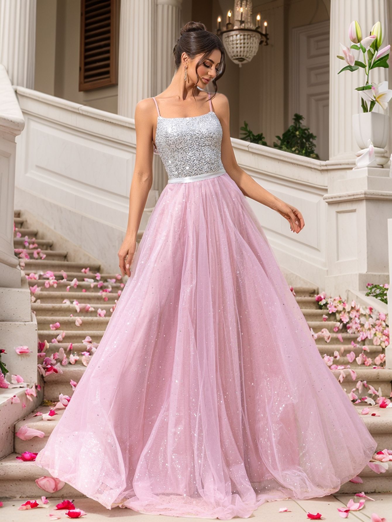 Pink Sequin Wedding & Evening Dress