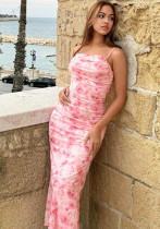 Women's Summer Sexy Strap Print Sleeveless Bodycon Dress