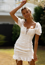 Women's Lace-Up Fashion Sexy V-Neck Mini Dress Women's Lace-Up Fashion Sexy V-Neck Mini Dress