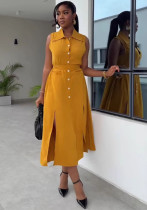 African Women's Loose Elegant Belt Slim Fit Vest Dress Plus Size Trendy Maxi Dress