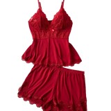 Sexy Strap Lace Pajama Set Women's Loungewear