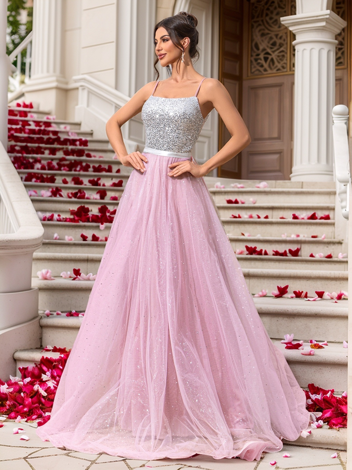 Pink Sequin Wedding & Evening Dress