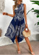 Spring Summer Printed Slim Waist Irregular Shirt Dress