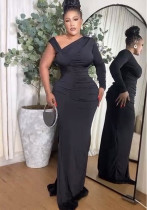 Solid V-neck Sexy Slit Irregular Dress for Women Solid V-neck Sexy Slit Irregular Dress for Women