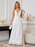 Women sexy lace suspender white wedding dress