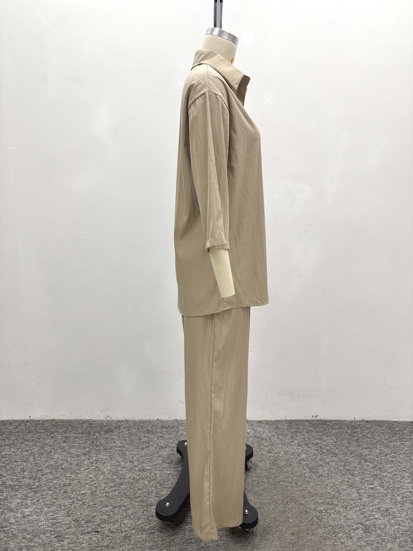 Fashion Women's Solid Color Casual Shirt & Tie Trousers African Two-Piece Summer Set