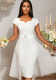 Women Square Neck Patchwork Mesh Party Dress