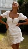 Women's Lace-Up Fashion Sexy V-Neck Mini Dress