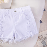 Sexy Casual High-Waist Plus Size Ripped Denim Shorts