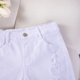 Sexy Casual High-Waist Plus Size Ripped Denim Shorts