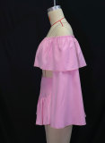 Women summer solid top and pleated skirt two-piece set