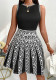 Women elegant knitting contrast print Round Neck sleeveless dress