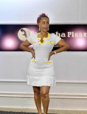 Women's Summer Fashion U-Neck Short Sleeve Ruffle Knit Dress