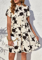 Women short sleeve Peter Pan Collar Ruffle Edge lotus leaf dress Women short sleeve Peter Pan Collar Ruffle Edge lotus leaf dress