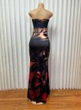 Women's Fashion Sexy Strapless Slim Low-Back Bodycon Long Dress