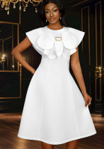 Women Summer Round Neck Bow Cape Sleeve Dress Women Summer Round Neck Bow Cape Sleeve Dress