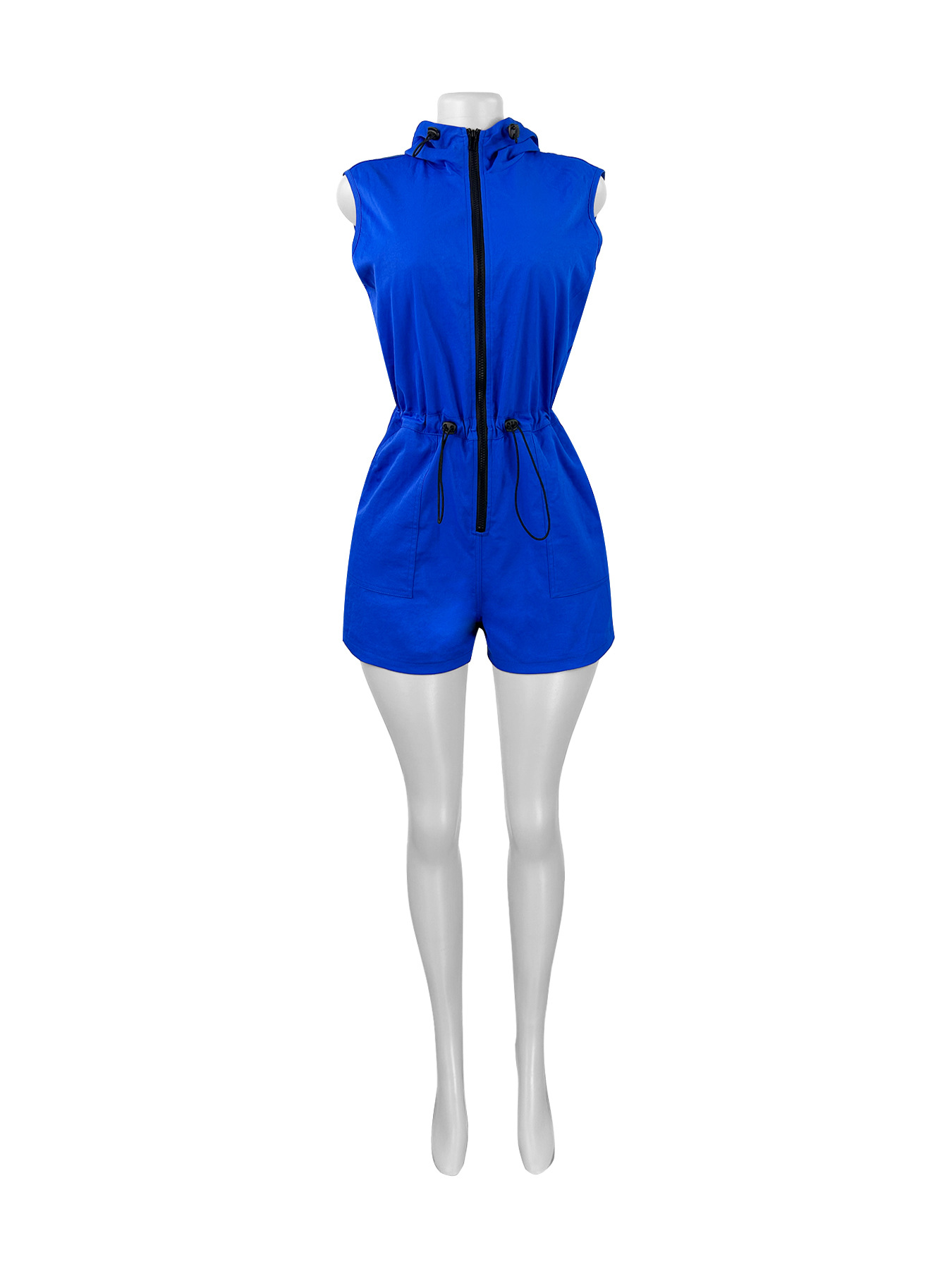 Zipper Sleeveless Drawstring Pocket Jumpsuit for Everyday Wear