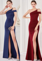 Spring Elegant One Shoulder Slit Cocktail Eevening Dress Spring Elegant One Shoulder Slit Cocktail Eevening Dress
