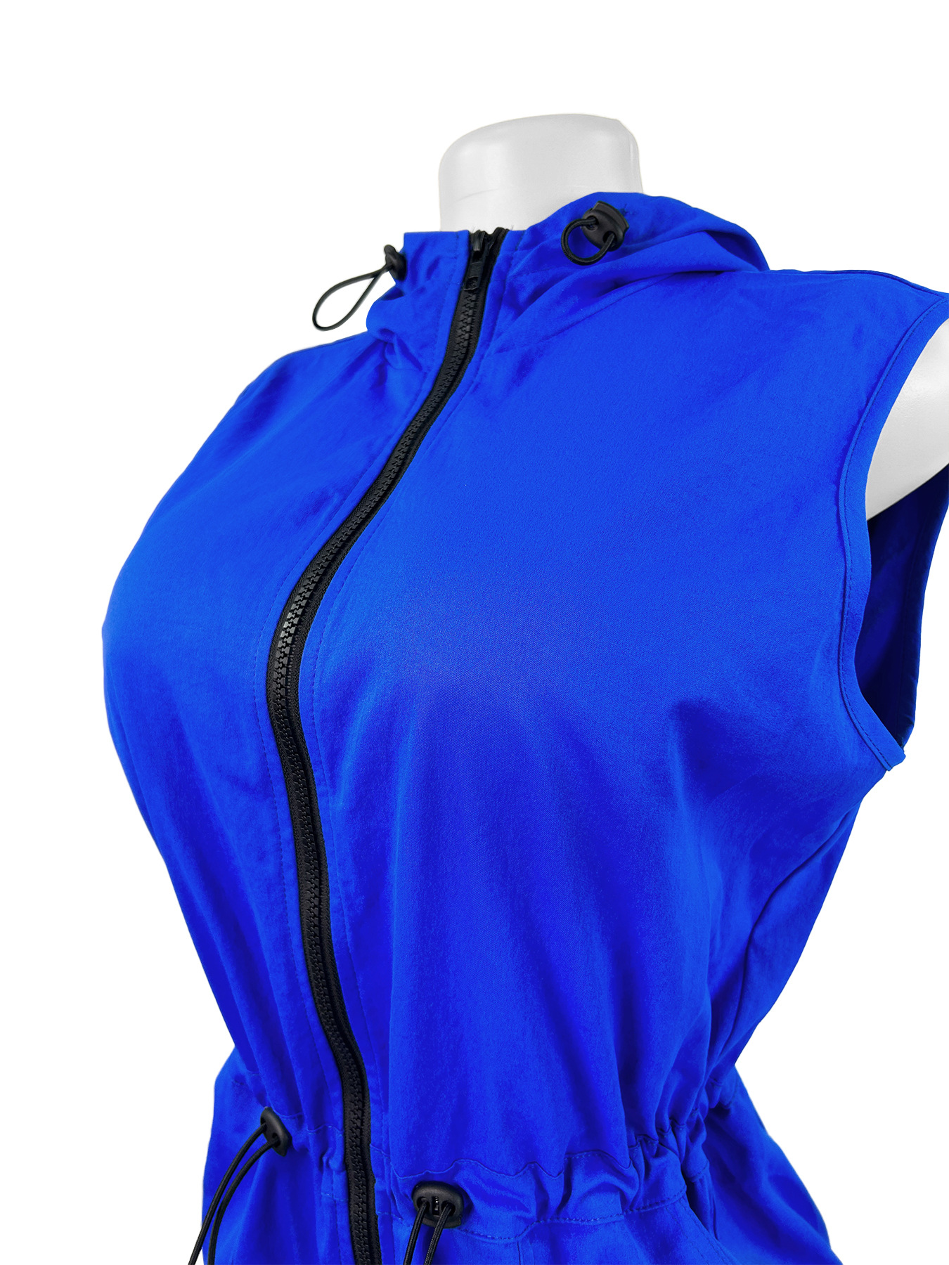 Zipper Sleeveless Drawstring Pocket Jumpsuit for Everyday Wear