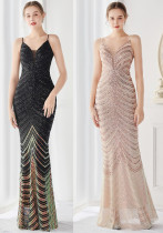 Elegant Shining Sequin v Neck Strapless Slim Formal Cocktail Party Gown Elegant Shining Sequin v Neck Strapless Slim Formal Cocktail Party Gown