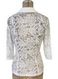 Spring Elegant Solid Color Fashion Lace Patchwork Women's Blazer Jacket