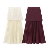 Women casual Knitting Patchwork skirt