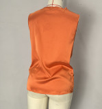 Spring Summer Women's Sexy Draped Neckline Satin Vest Top