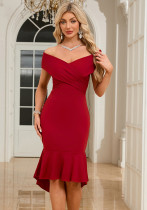 Summer Women's Off-Shoulder V-Neck Formal Party Sexy Dresses