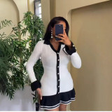 Ruffle Slim V-Neck Knit Long Sleeve Sexy Elegant Dress
