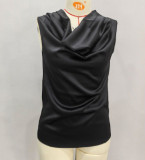 Spring Summer Women's Sexy Draped Neckline Satin Vest Top