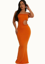 Summer Women's Sexy Off-Shoulder Hollow Open-Waist Slim Long Dress