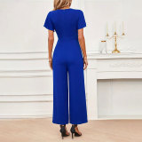 Ruffled Flying Sleeves Women's Wide-Leg Jumpsuit
