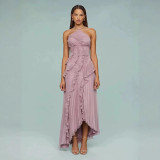Women's Ruffled Pleated Luxury Chiffon Dress